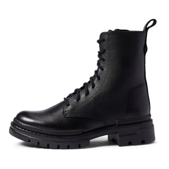 STEVE MADDEN • Black Jamisyn Leather Combat Boots - Picture 3 of 16